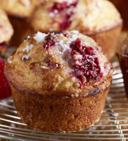 Muffins za kiazisukari na raspberry